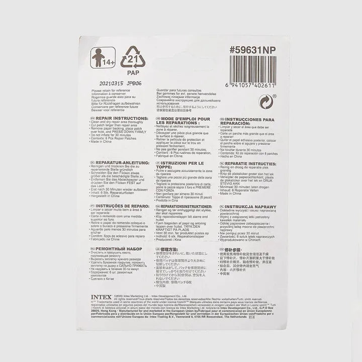 Intex Heavy Duty Pool Repair Patch - 6 Pieces - Fix Puncture of Inflatable Swimming Pool