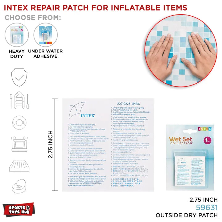 Intex Heavy Duty Pool Repair Patch - 6 Pieces - Fix Puncture of Inflatable Swimming Pool